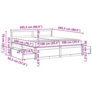 vidaXL Bed with Drawers and Mattress 200x200 cm Solid Pine Wood