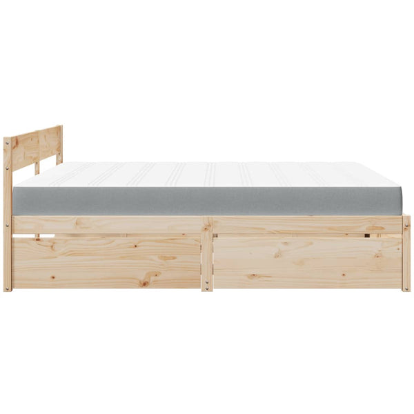 vidaXL Bed with Drawers and Mattress 200x200 cm Solid Pine Wood