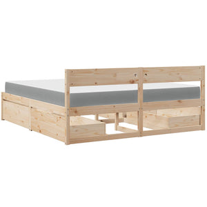 vidaXL Bed with Drawers and Mattress 200x200 cm Solid Pine Wood