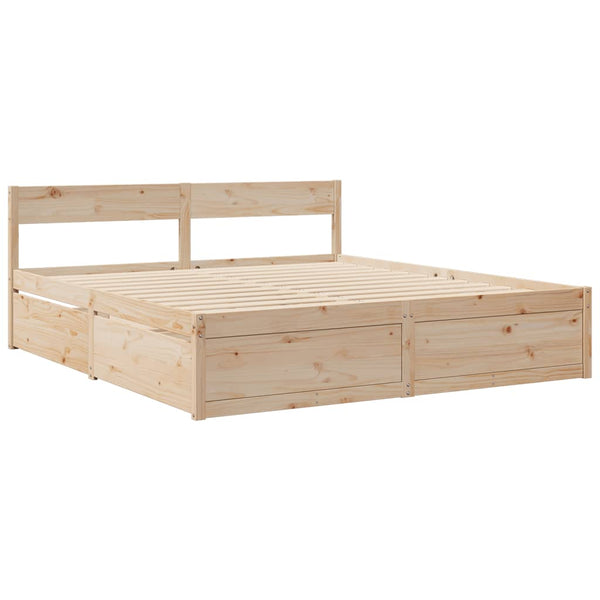 vidaXL Bed with Drawers and Mattress 200x200 cm Solid Pine Wood