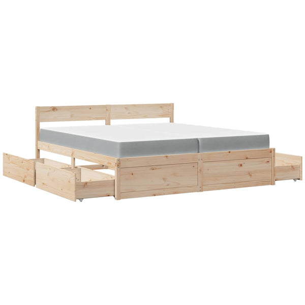 vidaXL Bed with Drawers and Mattress 200x200 cm Solid Pine Wood