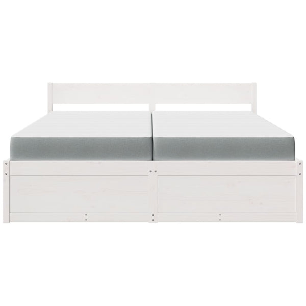 vidaXL Bed with Drawers and Mattress White 200x200 cm Solid Wood