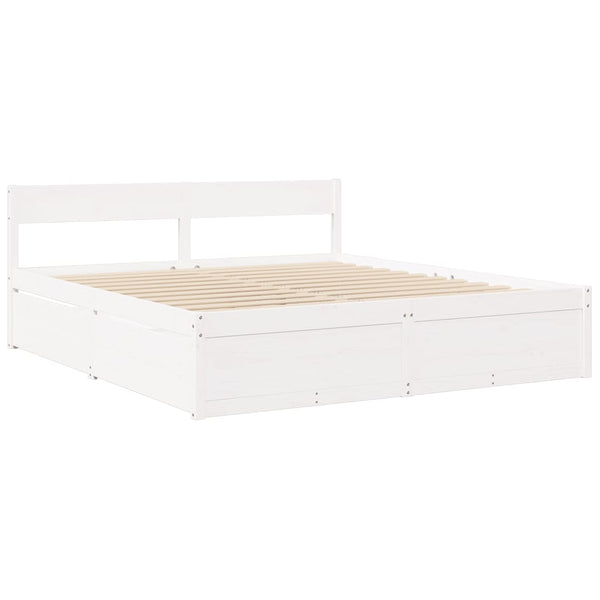 vidaXL Bed with Drawers and Mattress White 200x200 cm Solid Wood