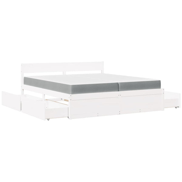 vidaXL Bed with Drawers and Mattress White 200x200 cm Solid Wood
