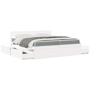 vidaXL Bed with Drawers and Mattress White 200x200 cm Solid Wood