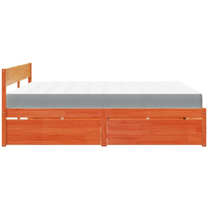 vidaXL Bed with Drawers and Mattress Wax Brown 200x200 Solid Wood