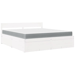 vidaXL Bed with Drawers and Mattress White 180x200 cm Solid Wood
