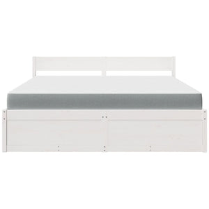vidaXL Bed with Drawers and Mattress White 180x200 cm Solid Wood