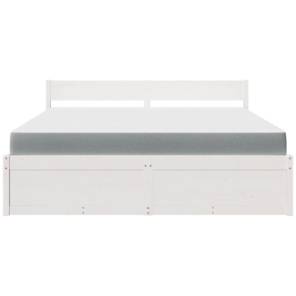 vidaXL Bed with Drawers and Mattress White 180x200 cm Solid Wood