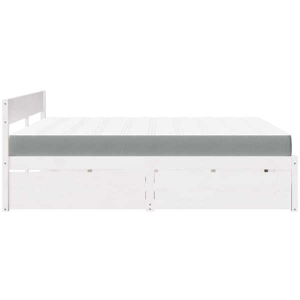 vidaXL Bed with Drawers and Mattress White 180x200 cm Solid Wood