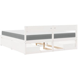 vidaXL Bed with Drawers and Mattress White 180x200 cm Solid Wood