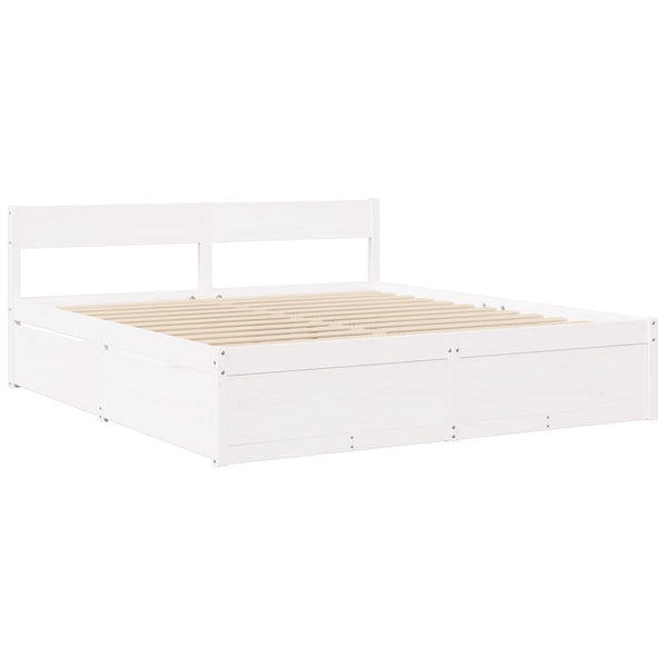 vidaXL Bed with Drawers and Mattress White 180x200 cm Solid Wood