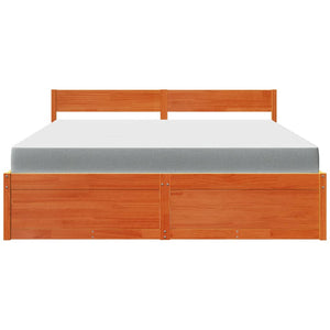vidaXL Bed with Drawers and Mattress Waxed Brown 180x200 Solid Wood