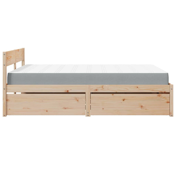 vidaXL Bed with Drawers and Mattress 160x200 cm Solid Pine Wood
