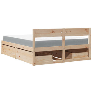 vidaXL Bed with Drawers and Mattress 160x200 cm Solid Pine Wood