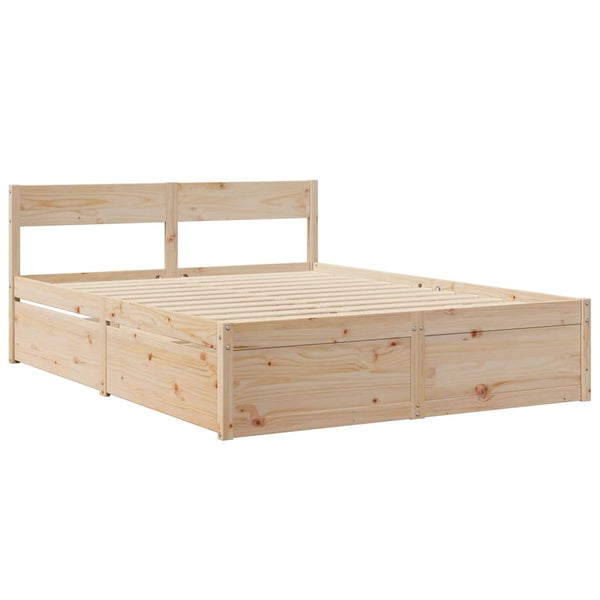 vidaXL Bed with Drawers and Mattress 160x200 cm Solid Pine Wood