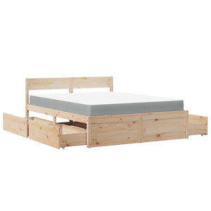 vidaXL Bed with Drawers and Mattress 160x200 cm Solid Pine Wood