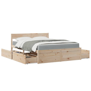 vidaXL Bed with Drawers and Mattress 160x200 cm Solid Pine Wood