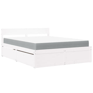 vidaXL Bed with Drawers and Mattress White 160x200 cm Solid Wood