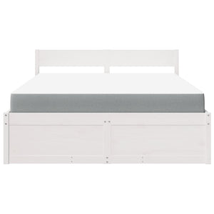 vidaXL Bed with Drawers and Mattress White 160x200 cm Solid Wood