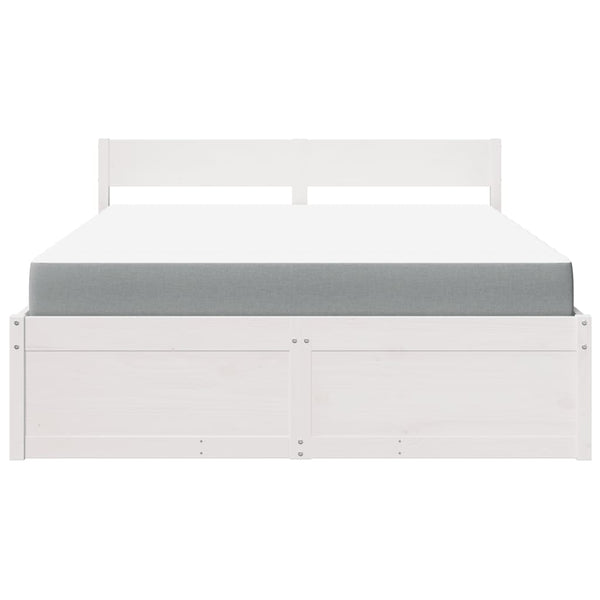 vidaXL Bed with Drawers and Mattress White 160x200 cm Solid Wood