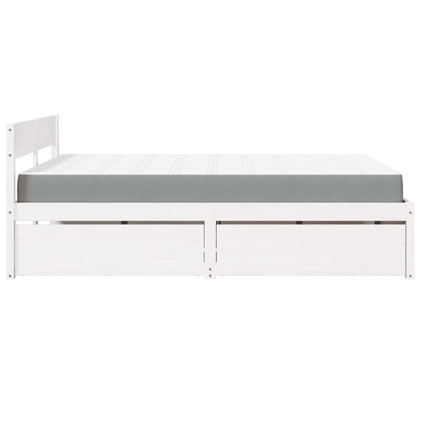 vidaXL Bed with Drawers and Mattress White 160x200 cm Solid Wood