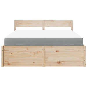 vidaXL Bed with Drawers and Mattress 140x200 cm Solid Pine Wood