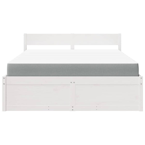 vidaXL Bed with Drawers and Mattress White 140x200 cm Solid Wood