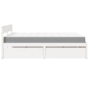 vidaXL Bed with Drawers and Mattress White 140x200 cm Solid Wood
