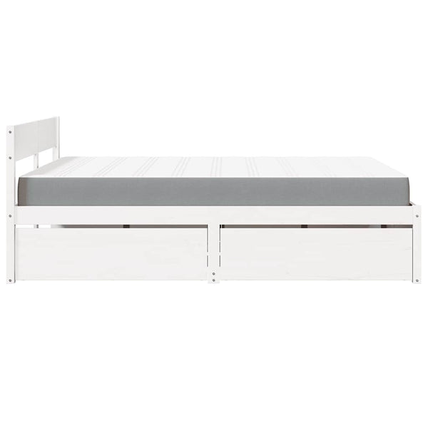 vidaXL Bed with Drawers and Mattress White 140x200 cm Solid Wood