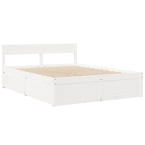 vidaXL Bed with Drawers and Mattress White 140x200 cm Solid Wood