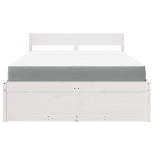 vidaXL Bed with Drawers and Mattress White 120x200 cm Solid Wood