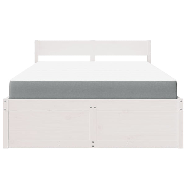 vidaXL Bed with Drawers and Mattress White 120x200 cm Solid Wood