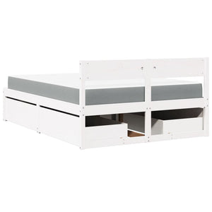 vidaXL Bed with Drawers and Mattress White 120x200 cm Solid Wood