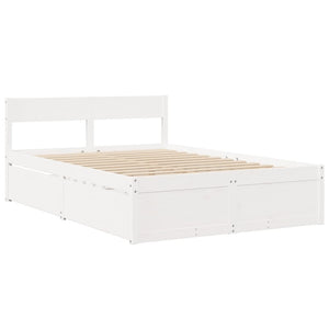 vidaXL Bed with Drawers and Mattress White 120x200 cm Solid Wood