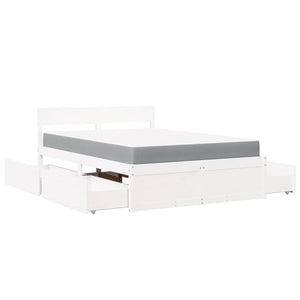 vidaXL Bed with Drawers and Mattress White 120x200 cm Solid Wood