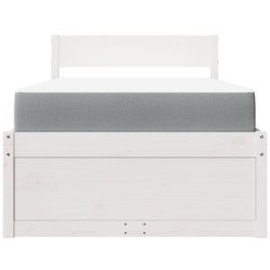 vidaXL Bed with Drawers and Mattress White 100x200 cm Solid Wood