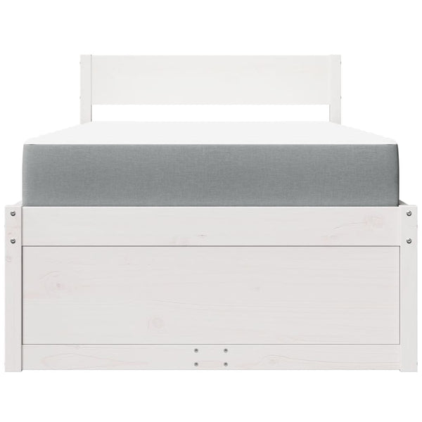 vidaXL Bed with Drawers and Mattress White 100x200 cm Solid Wood