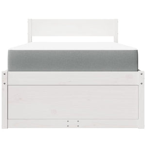 vidaXL Bed with Drawers and Mattress White 90x200 cm Solid Wood