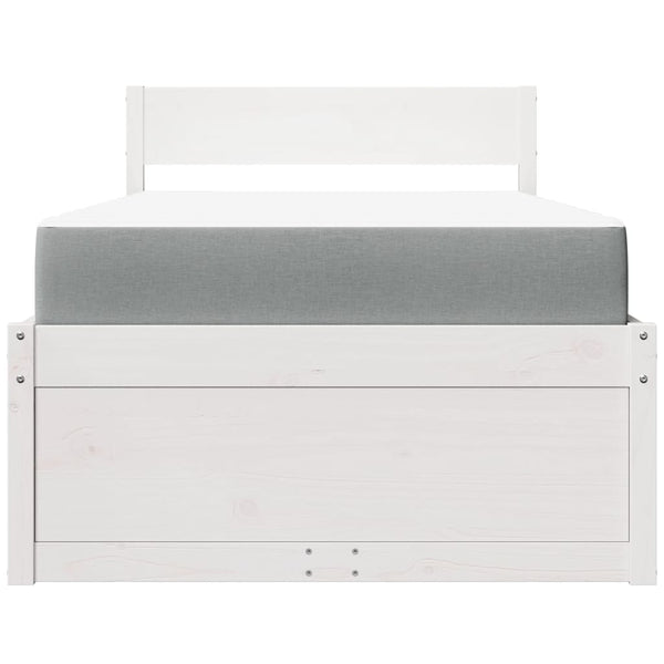 vidaXL Bed with Drawers and Mattress White 90x200 cm Solid Wood