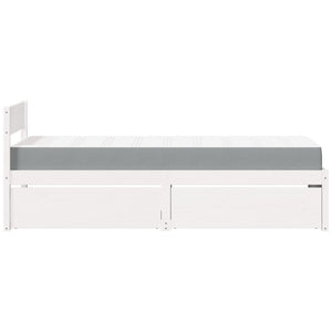 vidaXL Bed with Drawers and Mattress White 90x200 cm Solid Wood