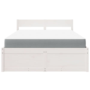 vidaXL Bed with Drawers and Mattress White 140x190 cm Solid Wood