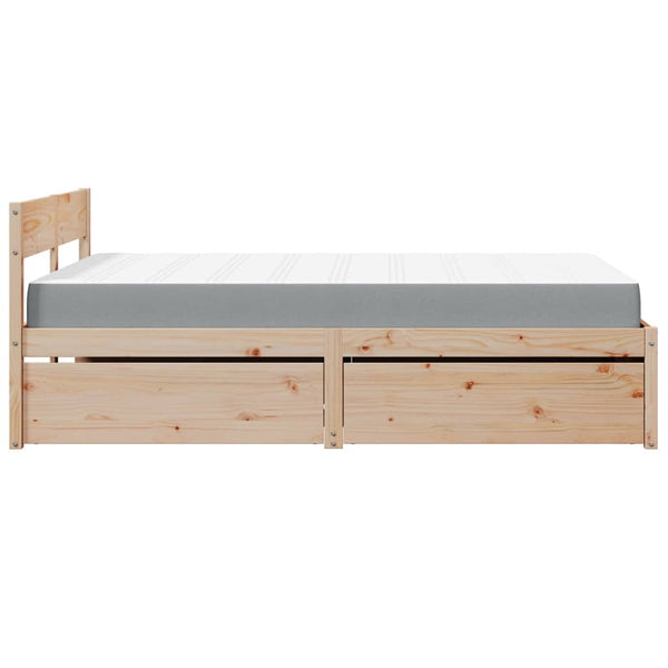 vidaXL Bed with Drawers and Mattress 120x190 cm Solid Pine Wood