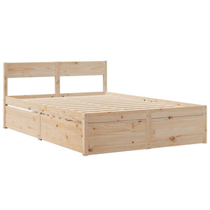 vidaXL Bed with Drawers and Mattress 120x190 cm Solid Pine Wood