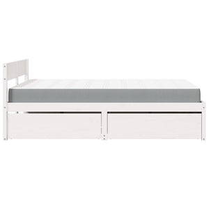 vidaXL Bed with Drawers and Mattress White 120x190 cm Solid Wood