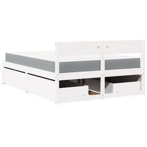 vidaXL Bed with Drawers and Mattress White 120x190 cm Solid Wood