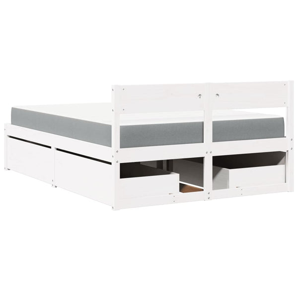 vidaXL Bed with Drawers and Mattress White 120x190 cm Solid Wood