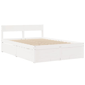 vidaXL Bed with Drawers and Mattress White 120x190 cm Solid Wood