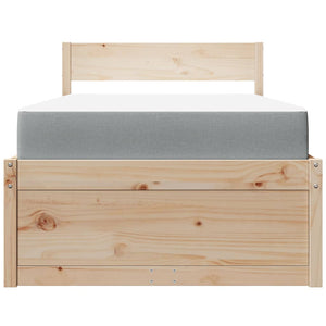 vidaXL Bed with Drawers and Mattress 90x190 Solid Pine