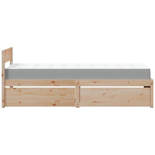vidaXL Bed with Drawers and Mattress 90x190 Solid Pine